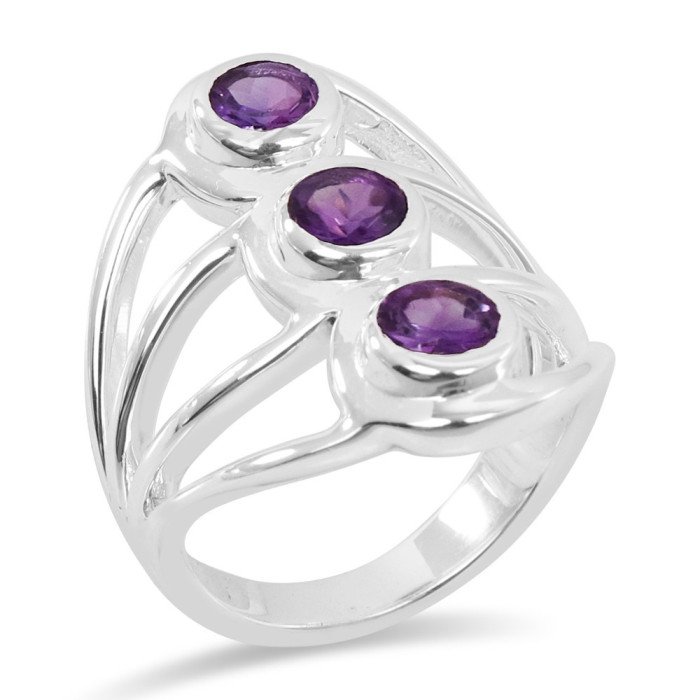 Amethyst Gemstone Ring 925 Sterling Silver Statement Ring