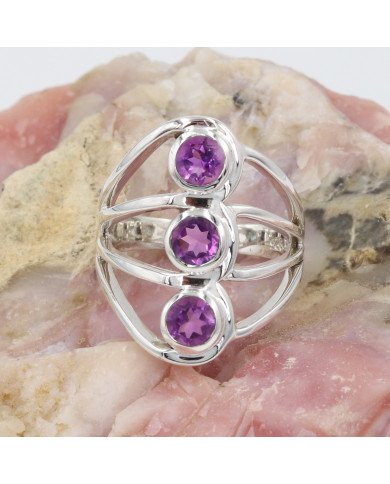 Amethyst Gemstone Ring 925 Sterling Silver Statement Ring