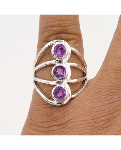 Amethyst Gemstone Ring 925 Sterling Silver Statement Ring