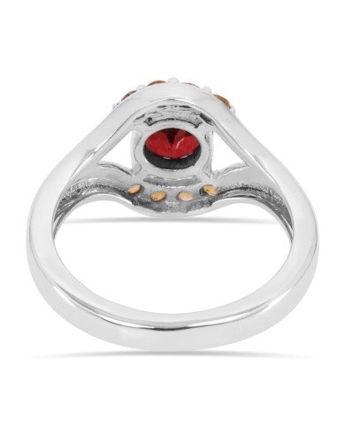 Garnet and Citrine Gemstone 925 Silver Engagement Ring