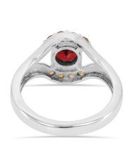 Garnet and Citrine Gemstone 925 Silver Engagement Ring