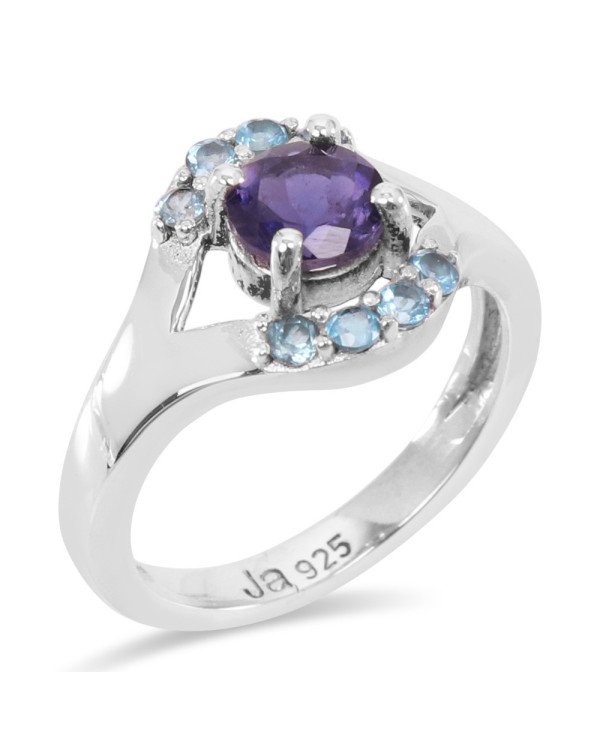 Iolite and Blue Toapz Gemstone Sterling Silver Ring at Best Price