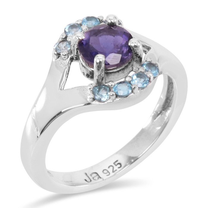 Iolite and Blue Toapz Gemstone Sterling Silver Ring at Best Price