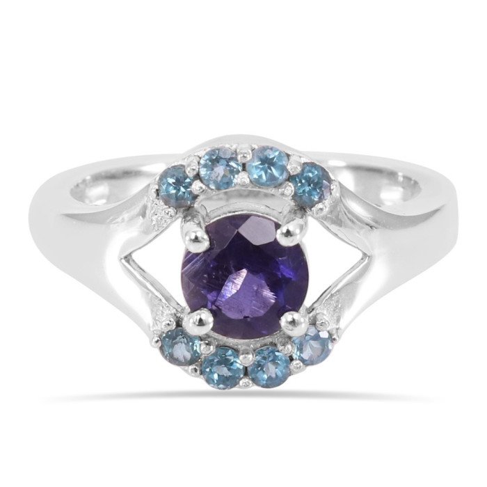 Iolite and Blue Toapz Gemstone Sterling Silver Ring at Best Price