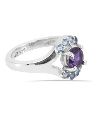 Iolite and Blue Toapz Gemstone Sterling Silver Ring at Best Price