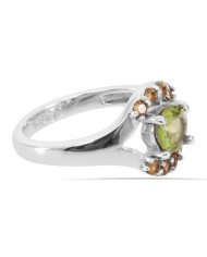 Peridot and Citrine Gemstone 925 Silver Engagement Ring