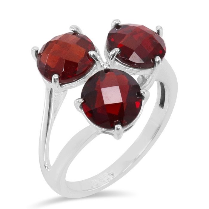 Anniversary Ring Red Garnet Gemstone Ring 925 Sterling Silver Ring