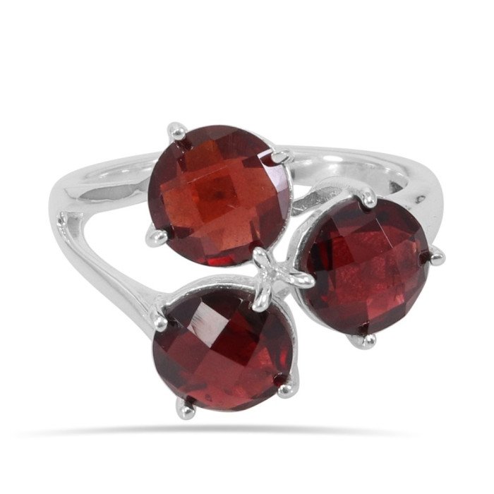 Anniversary Ring Red Garnet Gemstone Ring 925 Sterling Silver Ring