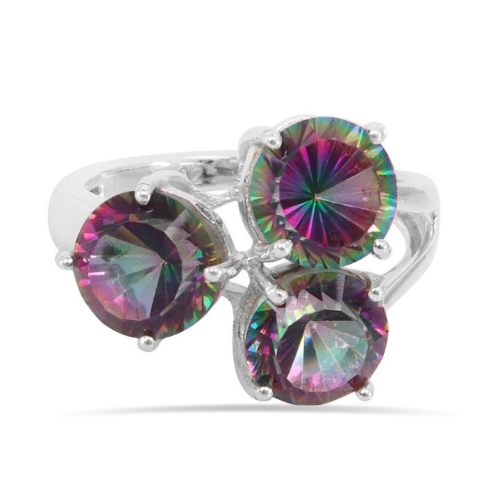 Engagement Ring Mystic Quartz Gemstone Ring 925 Sterling Silver Ring