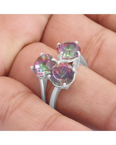 Engagement Ring Mystic Quartz Gemstone Ring 925 Sterling Silver Ring