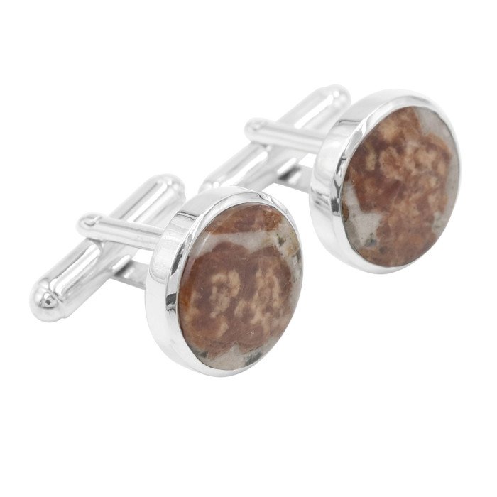 Wollastonite Garnet Cufflinks 925 Sterling Silver Wollastonite Garnet Cufflinks for Men