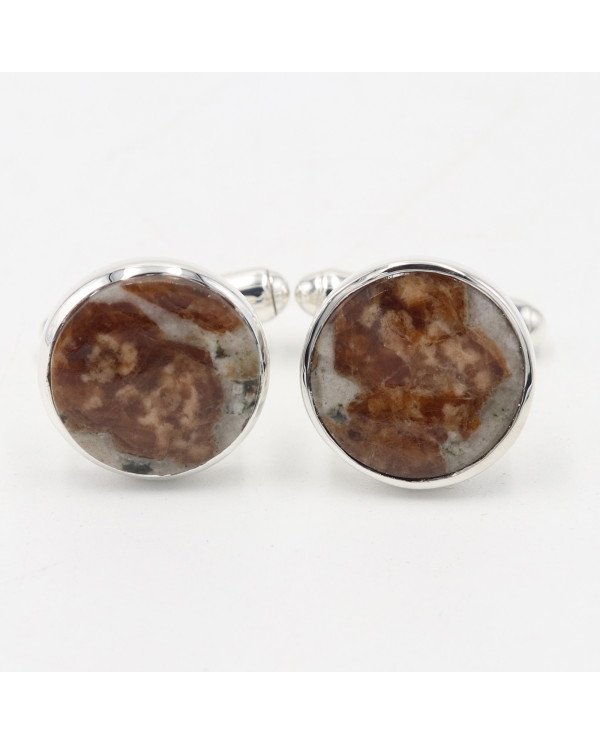 Wollastonite Garnet Cufflinks 925 Sterling Silver Wollastonite Garnet Cufflinks for Men