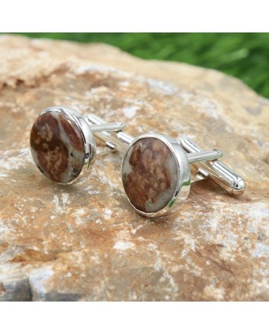 Wollastonite Garnet Cufflinks 925 Sterling Silver Wollastonite Garnet Cufflinks for Men