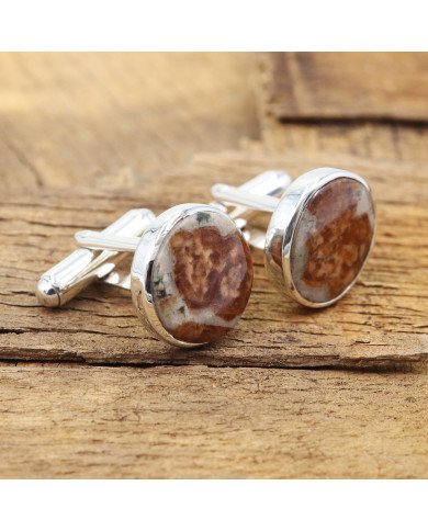 Wollastonite Garnet Cufflinks 925 Sterling Silver Wollastonite Garnet Cufflinks for Men