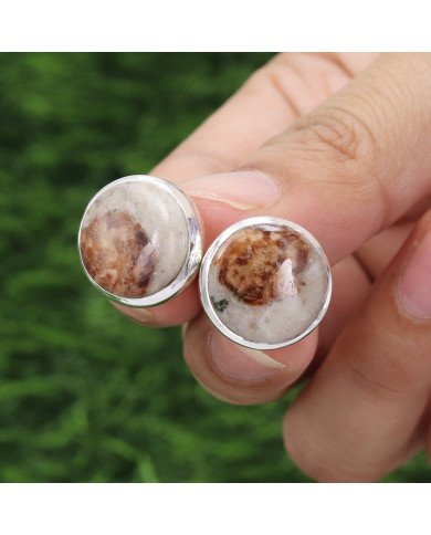 Wollastonite Garnet Cufflinks 925 Sterling Silver Wollastonite Garnet Cufflinks for Men