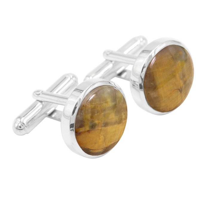 Nellite Pietersite Cufflinks 925 Sterling Silver Nellite Pietersite Cufflinks for Men