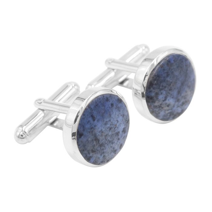 Dumortierite Cufflinks 925 Sterling Silver Blue Dumortierite Cufflinks for Men