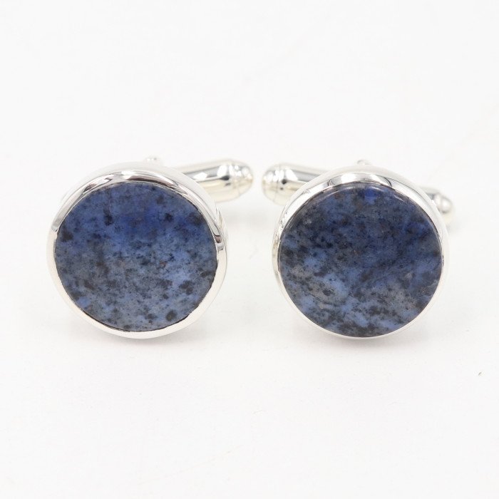 Dumortierite Cufflinks 925 Sterling Silver Blue Dumortierite Cufflinks for Men