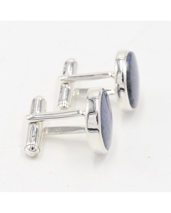 Dumortierite Cufflinks 925 Sterling Silver Blue Dumortierite Cufflinks for Men