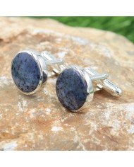 Dumortierite Cufflinks 925 Sterling Silver Blue Dumortierite Cufflinks for Men