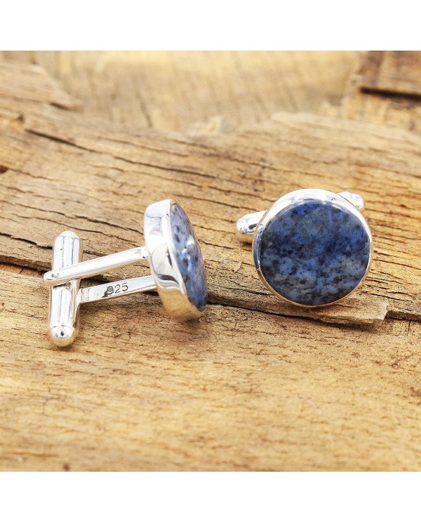 Dumortierite Cufflinks 925 Sterling Silver Blue Dumortierite Cufflinks for Men