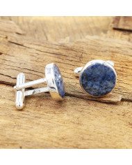 Dumortierite Cufflinks 925 Sterling Silver Blue Dumortierite Cufflinks for Men