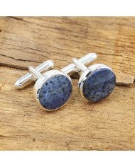 Dumortierite Cufflinks 925 Sterling Silver Blue Dumortierite Cufflinks for Men