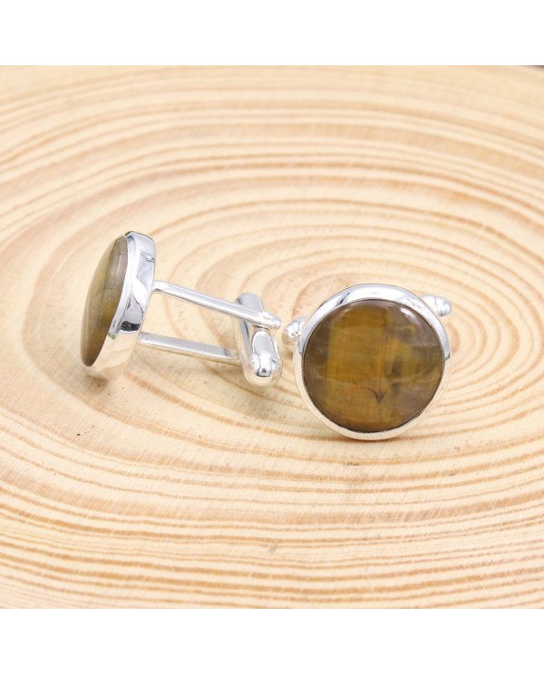 Nellite Pietersite Cufflinks 925 Sterling Silver Nellite Pietersite Cufflinks for Men