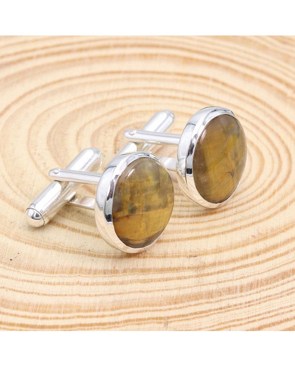 Nellite Pietersite Cufflinks 925 Sterling Silver Nellite Pietersite Cufflinks for Men