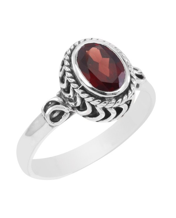 Garnet Gemstone Ring Anniversary Ring Red 925 Sterling Silver Ring