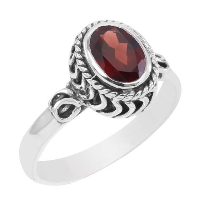 Garnet Gemstone Ring Anniversary Ring Red 925 Sterling Silver Ring
