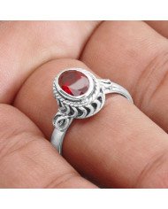 Garnet Gemstone Ring Anniversary Ring Red 925 Sterling Silver Ring