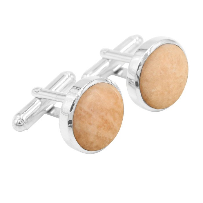 Pink Amazonite Jasper Cuff links 925 Sterling Silver Amazonite Cuff links for Men