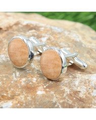 Pink Amazonite Jasper Cuff links 925 Sterling Silver Amazonite Cuff links for Men