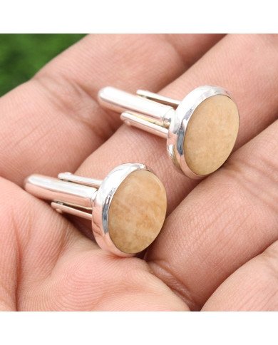Pink Amazonite Jasper Cuff links 925 Sterling Silver Amazonite Cuff links for Men