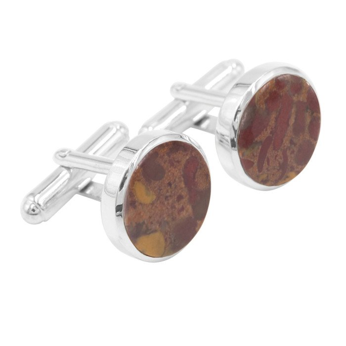 Fruit Jasper Cuff links 925 Sterling Silver Jasper Cuff links for Men