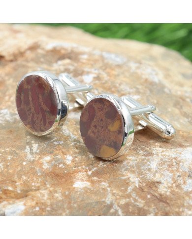 Fruit Jasper Cuff links 925 Sterling Silver Jasper Cuff links for Men