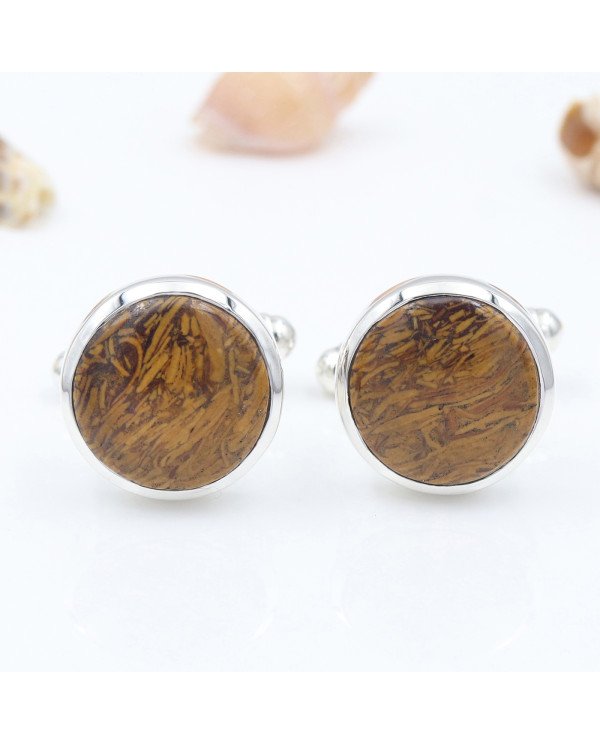 Mariam Jasper Cuff links 925 Sterling Silver Jasper Cuff links for Men