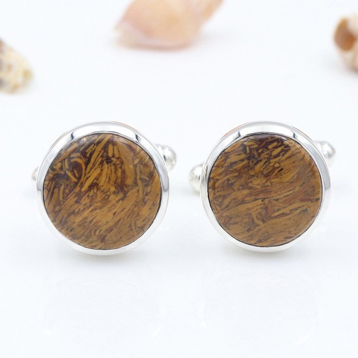 Mariam Jasper Cuff links 925 Sterling Silver Jasper Cuff links for Men