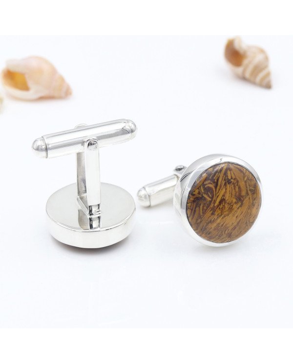 Mariam Jasper Cuff links 925 Sterling Silver Jasper Cuff links for Men