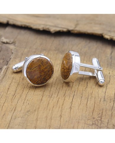 Mariam Jasper Cuff links 925 Sterling Silver Jasper Cuff links for Men