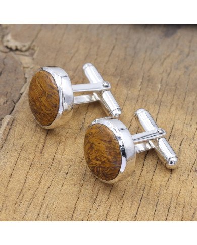 Mariam Jasper Cuff links 925 Sterling Silver Jasper Cuff links for Men