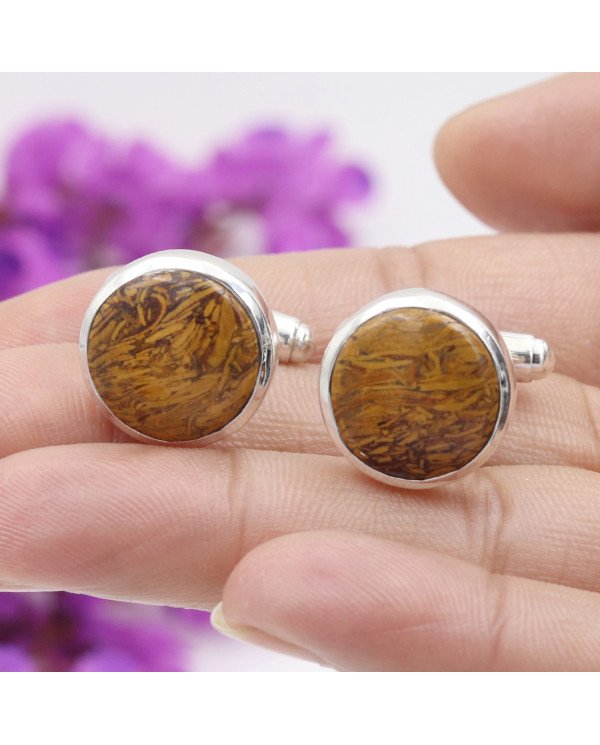 Mariam Jasper Cuff links 925 Sterling Silver Jasper Cuff links for Men