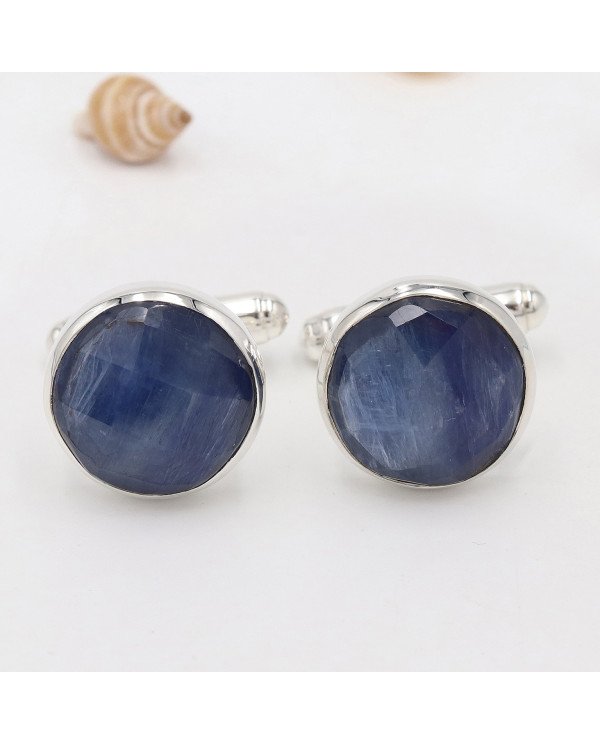Kyanite Cuff links 925 Sterling Silver Kyanite Cuff links for Men