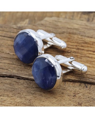 Kyanite Cuff links 925 Sterling Silver Kyanite Cuff links for Men