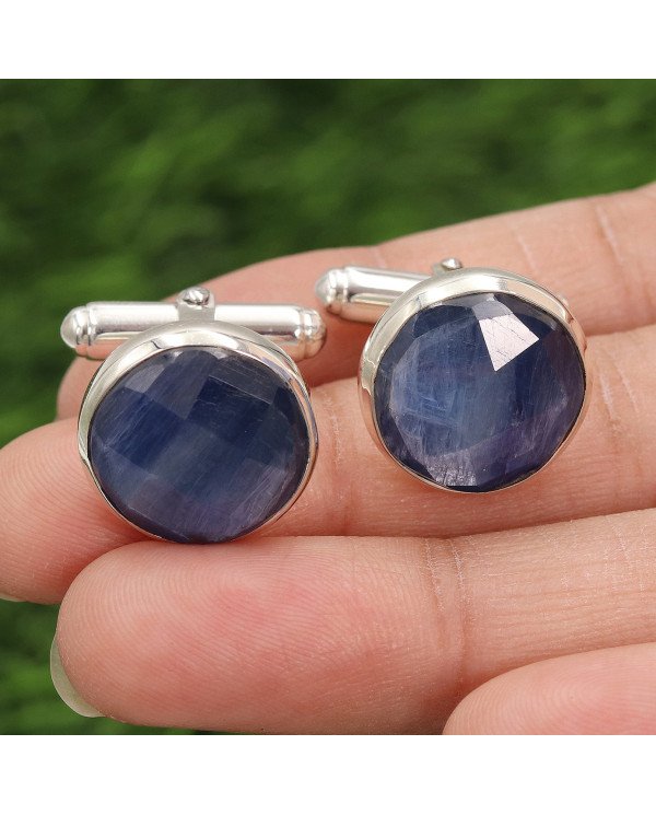 Kyanite Cuff links 925 Sterling Silver Kyanite Cuff links for Men