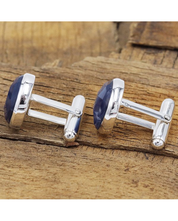 Kyanite Cuff links 925 Sterling Silver Kyanite Cuff links for Men
