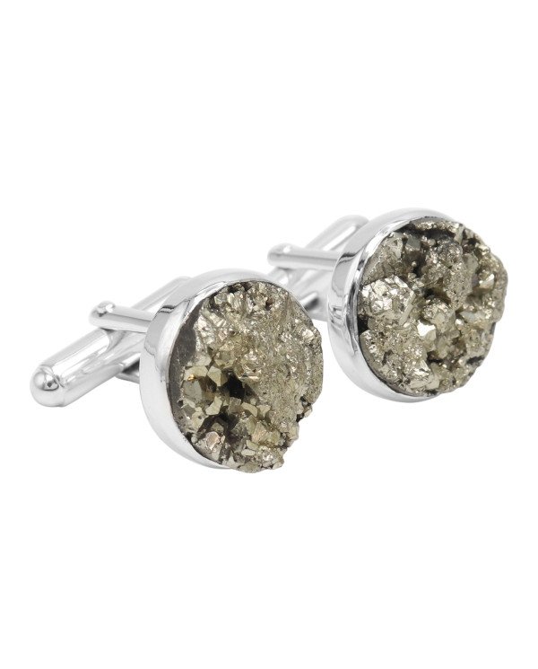 Pyrite Cufflinks 925 Sterling Silver Pyrite Cufflinks for Men