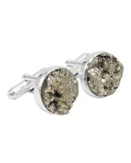 Pyrite Cufflinks 925 Sterling Silver Pyrite Cufflinks for Men