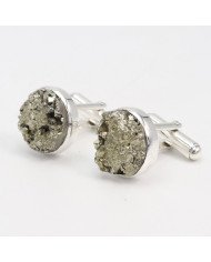 Pyrite Cufflinks 925 Sterling Silver Pyrite Cufflinks for Men